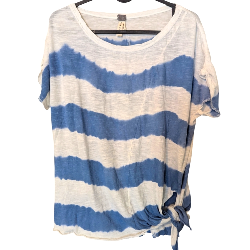 We The Free Short Sleeve Top with Side Knot Women's Size Small Cotton Striped